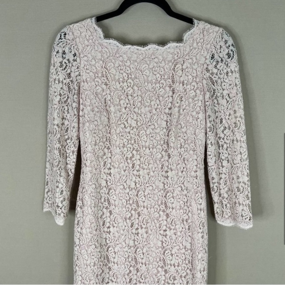 Adrianna Papell Evening Lace Dress with Exposed Back Zipper Pale Pink Size 6 - Picture 5 of 11